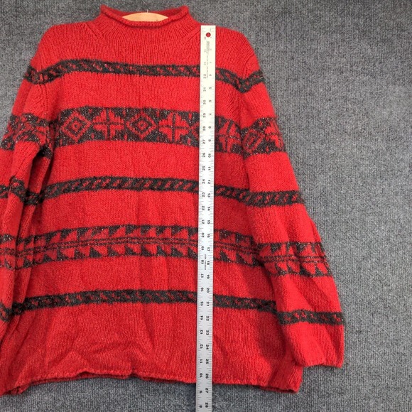 Marsh Landing Women's Tunic Knit Sweater Red Large Fair Isle Pattern Mock Neck - Picture 9 of 11